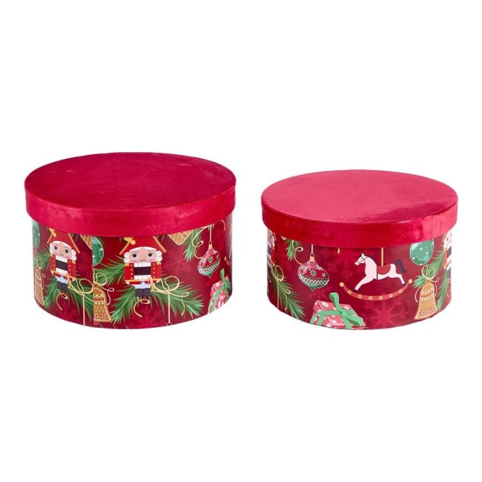 SET 2 SCATOLE DECORATE H.16 CM. ROSSO